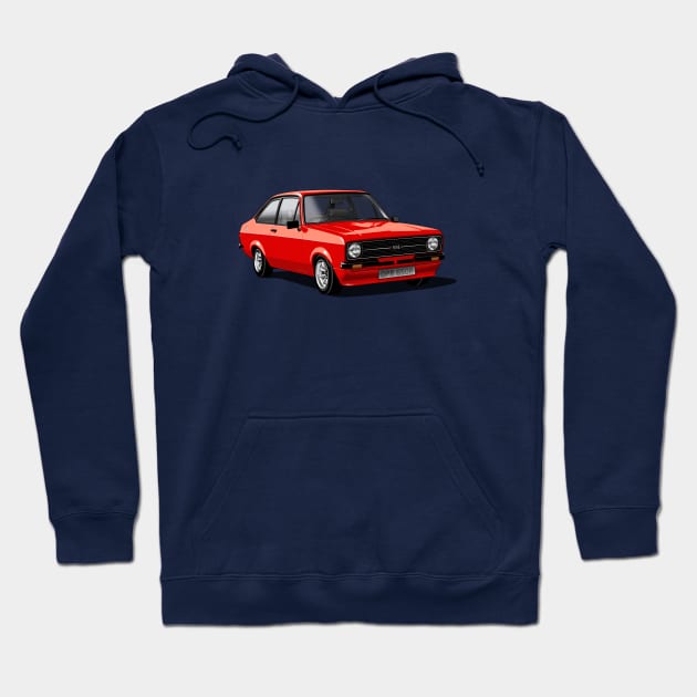 Ford Escort Mk 2 in red Hoodie by candcretro